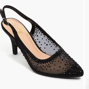 Lady Couture Lola Black Embellished Pointed Toe Slingback Pump